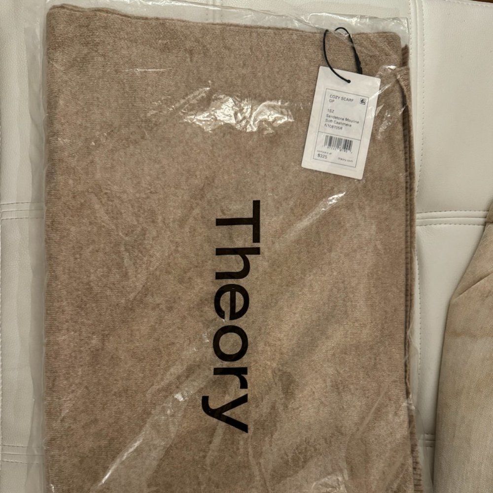 NWT Theory Sandstone Mouline Soft Cashmere Scarf 20"x74"